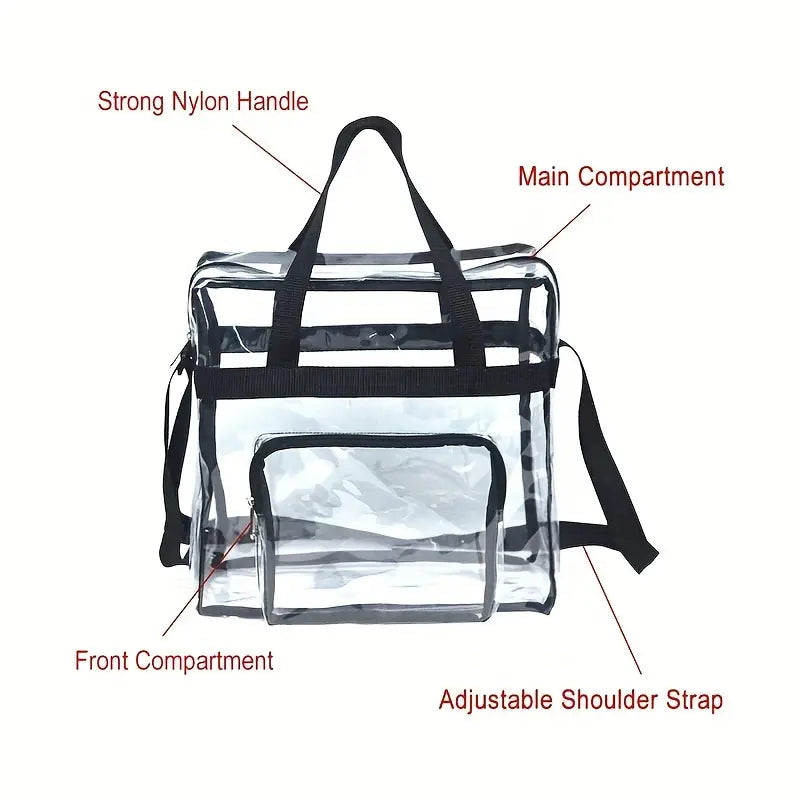 Spacious Clear Travel Tote Bag with Multiple Pockets