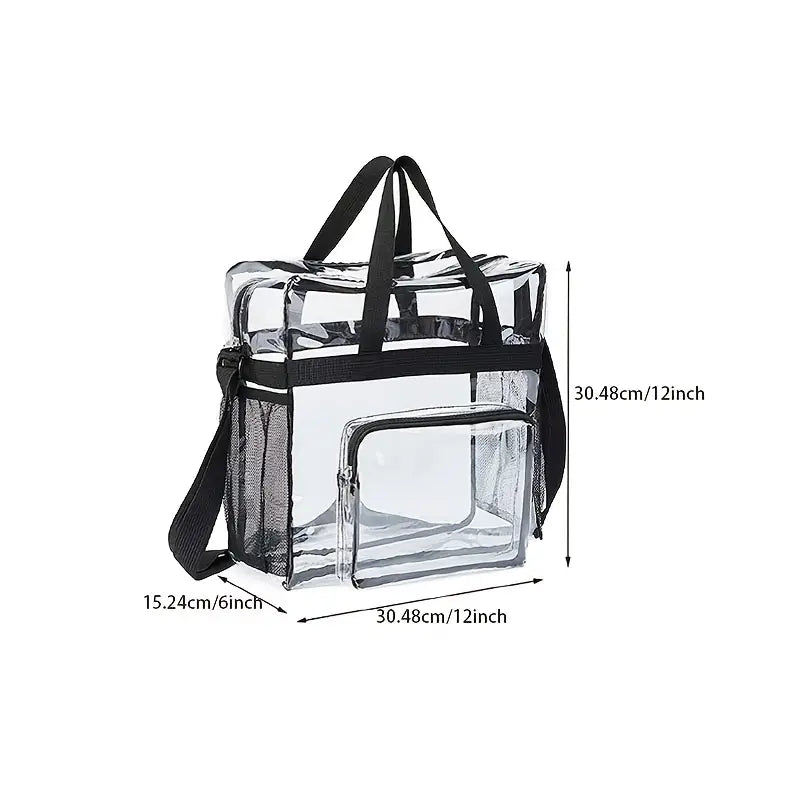 Spacious Clear Travel Tote Bag with Multiple Pockets