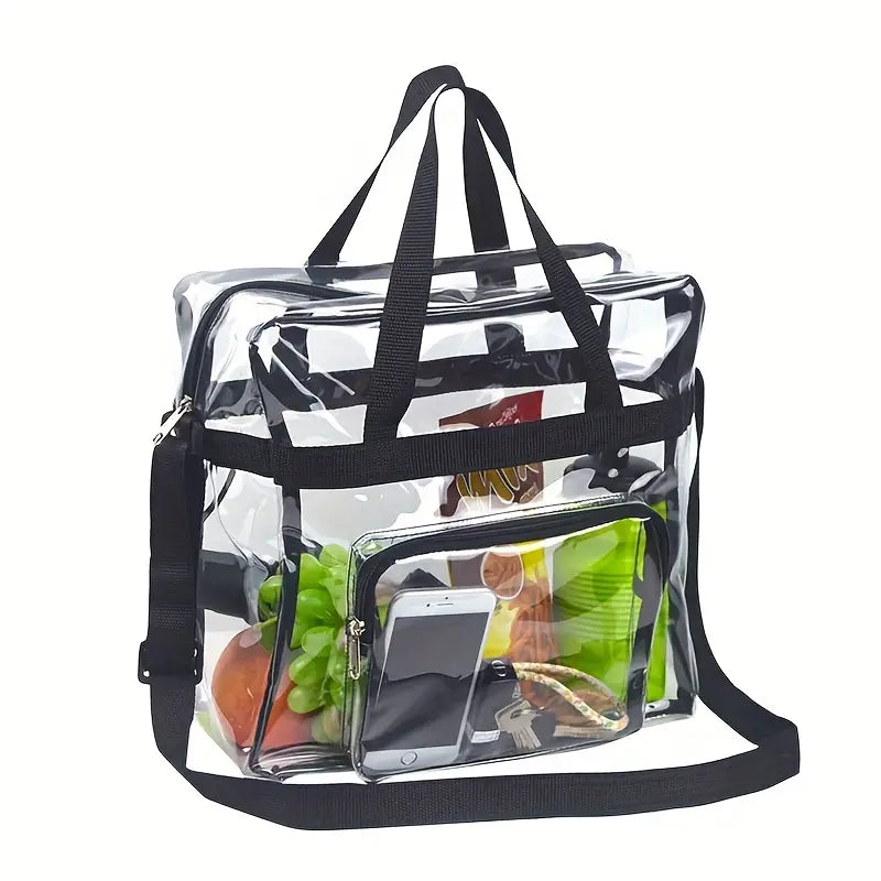 Spacious Clear Travel Tote Bag with Multiple Pockets